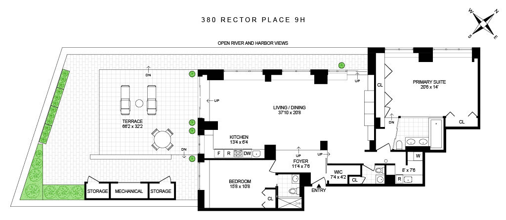 Floorplan for 380 Rector Place, 9H-9J