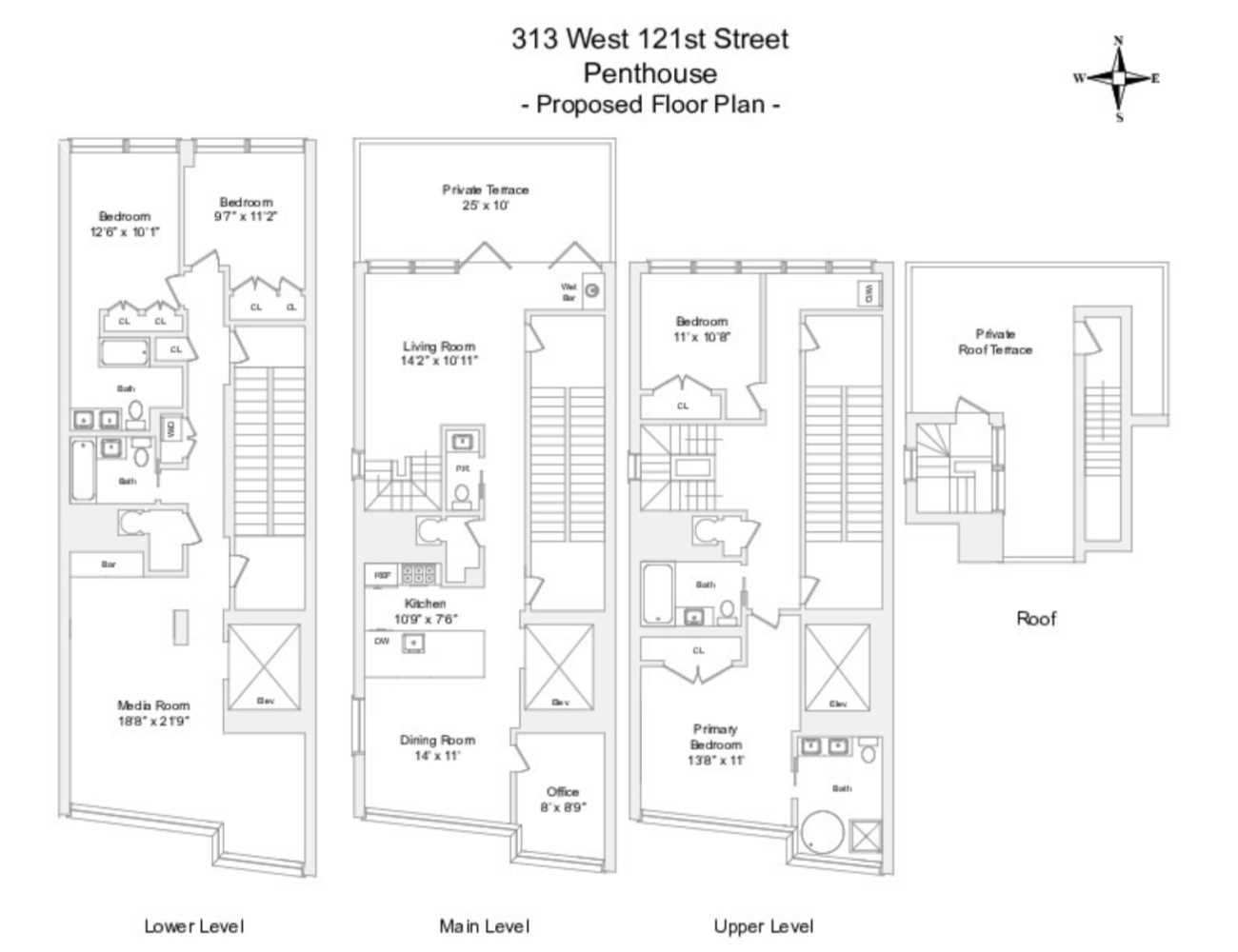 Floorplan for 313 West 121st Street, PH