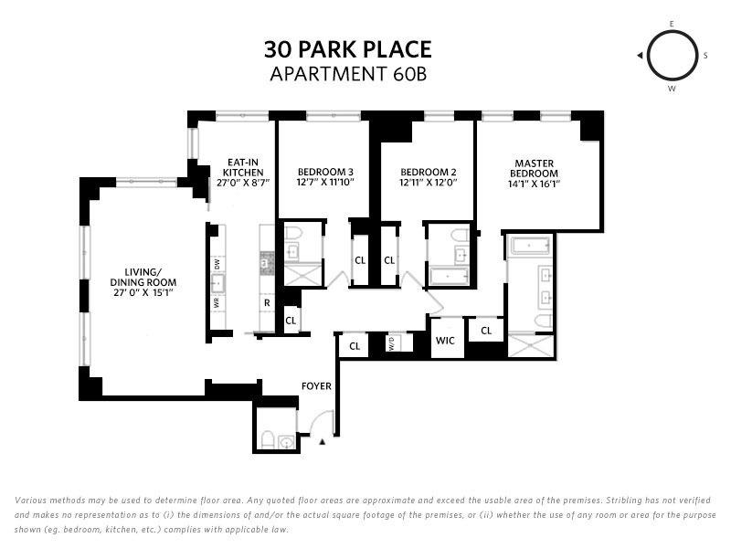 Floorplan for 30 Park Place, 60B