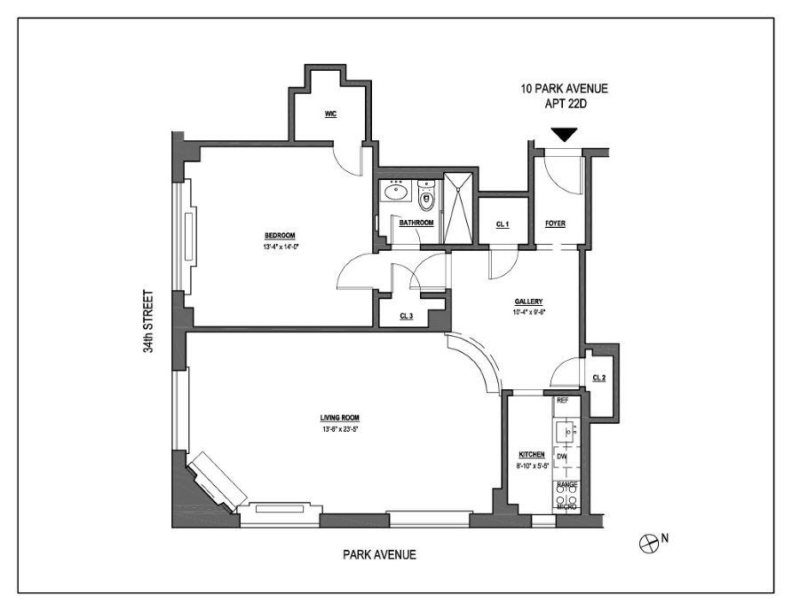Floorplan for 10 Park Avenue, 22-D