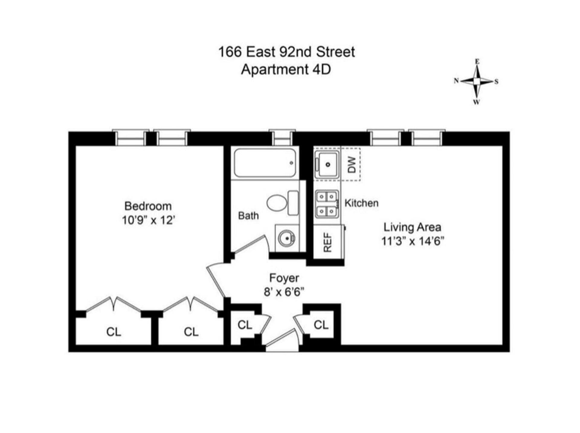 Floorplan for 166 East 92nd Street, 4D