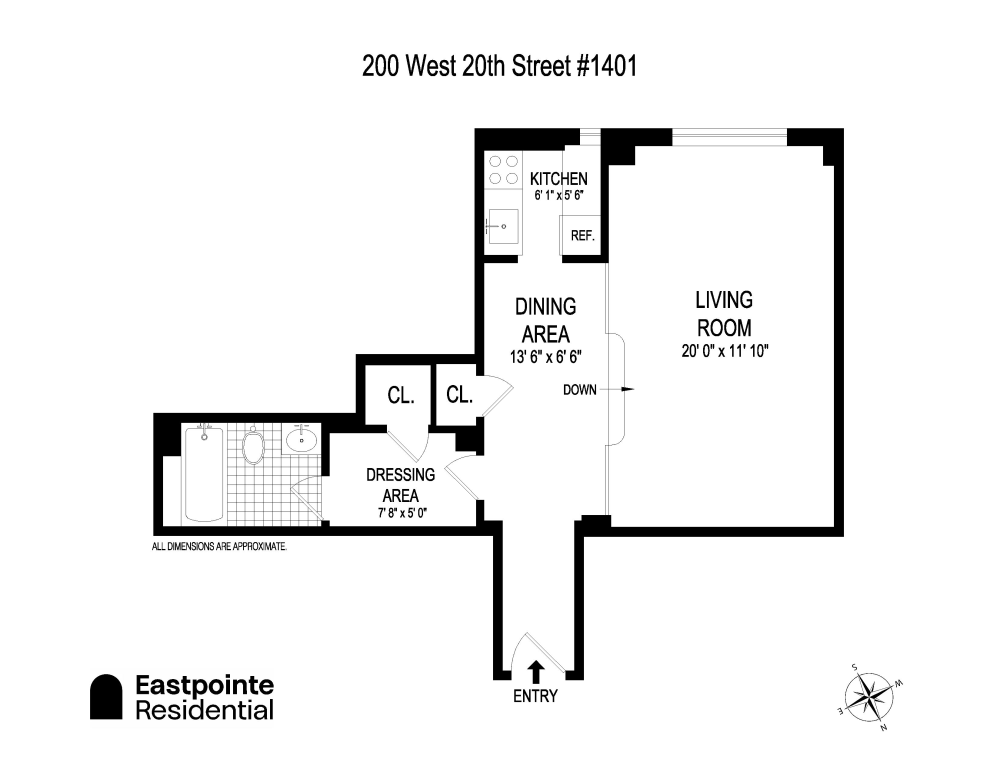 Floorplan for 200 West 20th Street, 1401