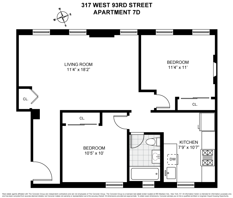Floorplan for 317 West 93rd Street, 7D
