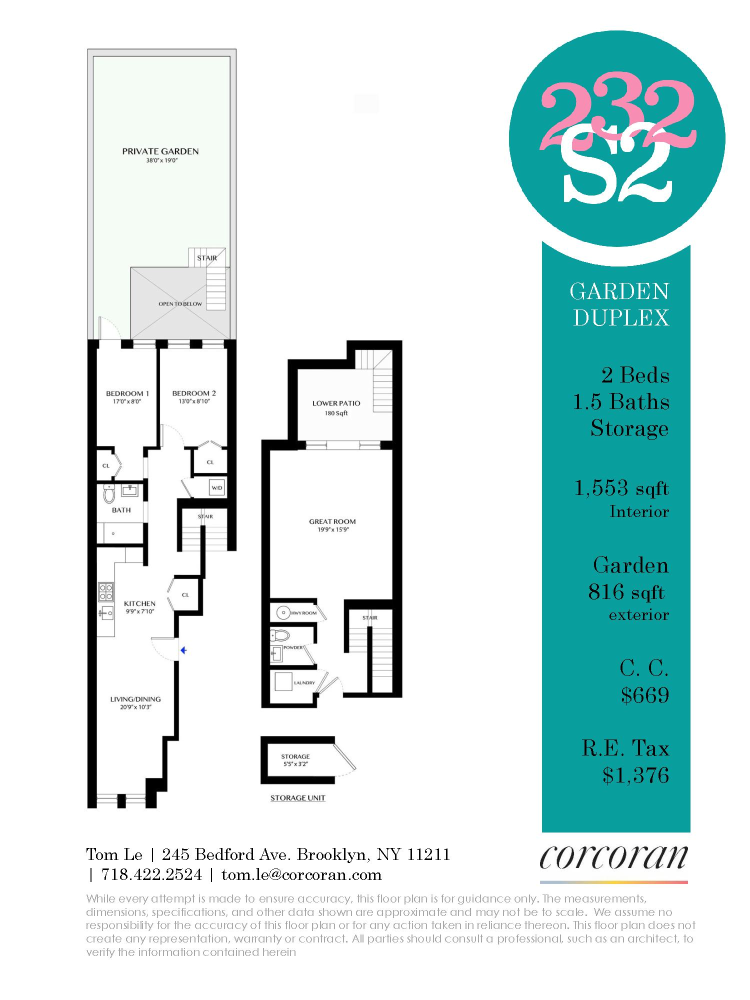 Floorplan for 232 South 2nd Street, GARDEN