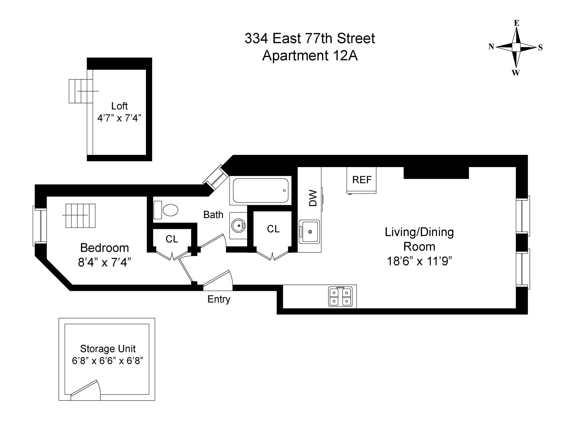 Floorplan for 334 East 77th Street, 12A
