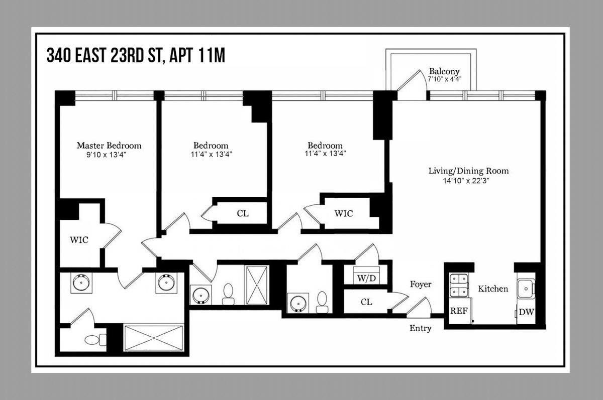 Floorplan for 340 East 23rd Street, 11M