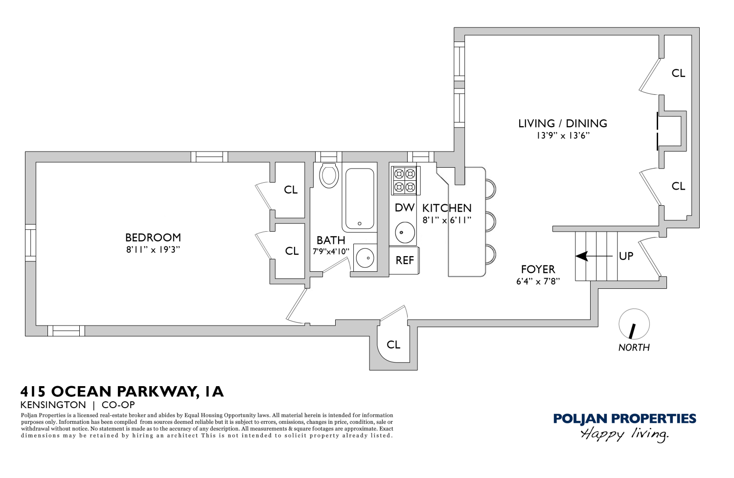 Floorplan for 415 Ocean Parkway, 1A