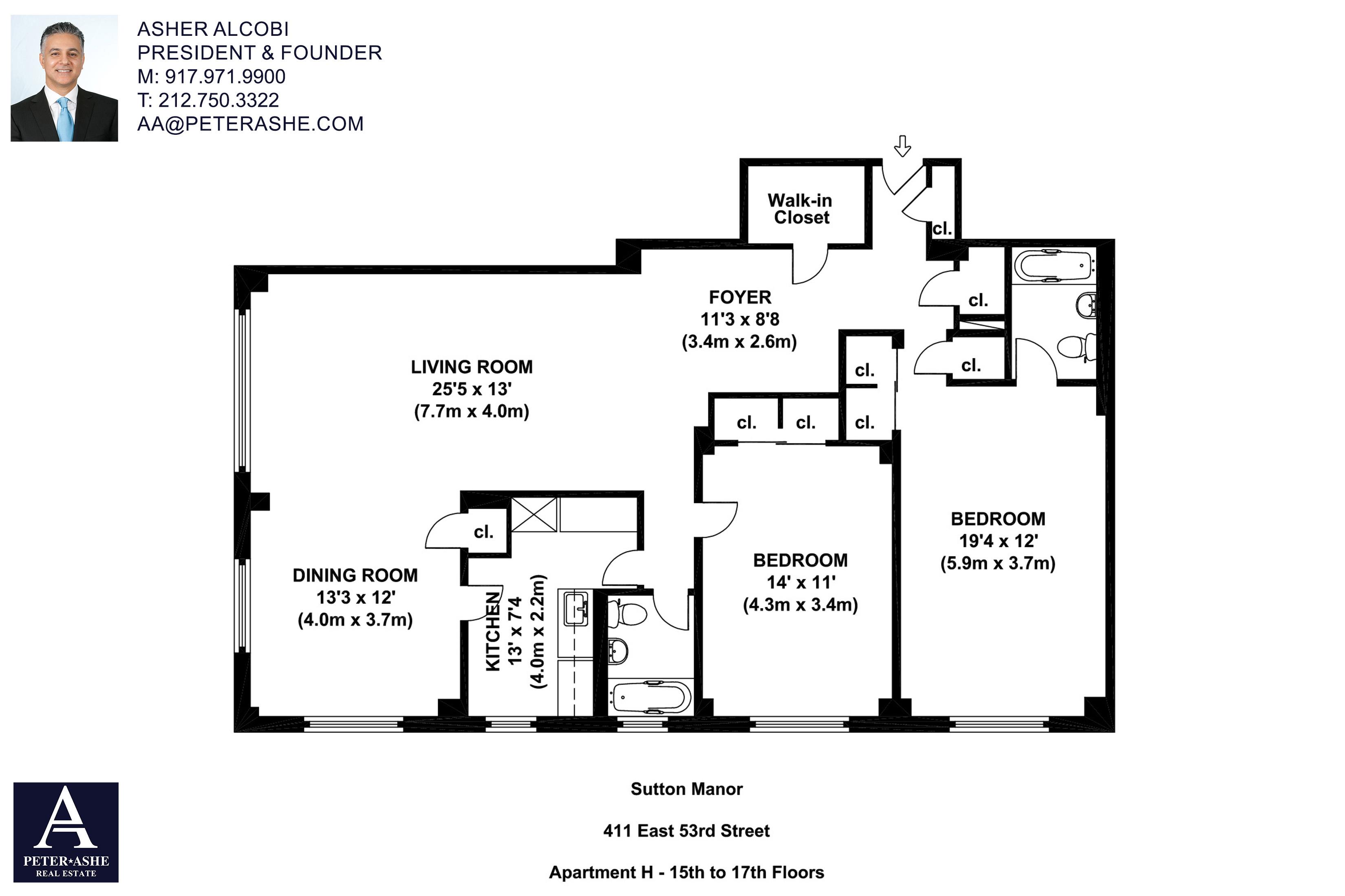 Floorplan for 411 East 53rd Street, 15-H