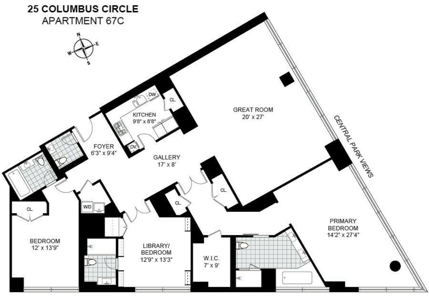 Floorplan for 25 Columbus Circle, 67C