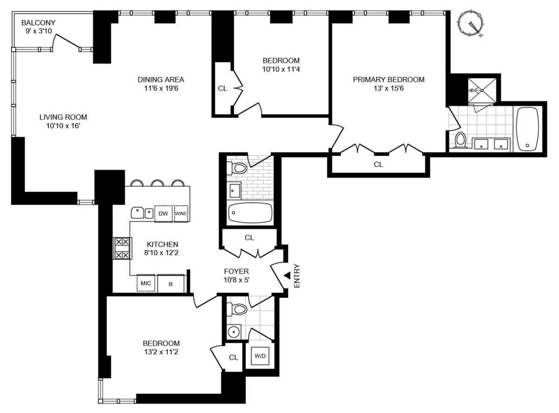 Floorplan for 303 East 77th Street, 16B