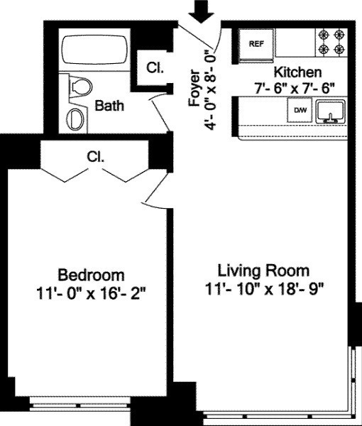 Floorplan for 350 West 50th Street, 10C