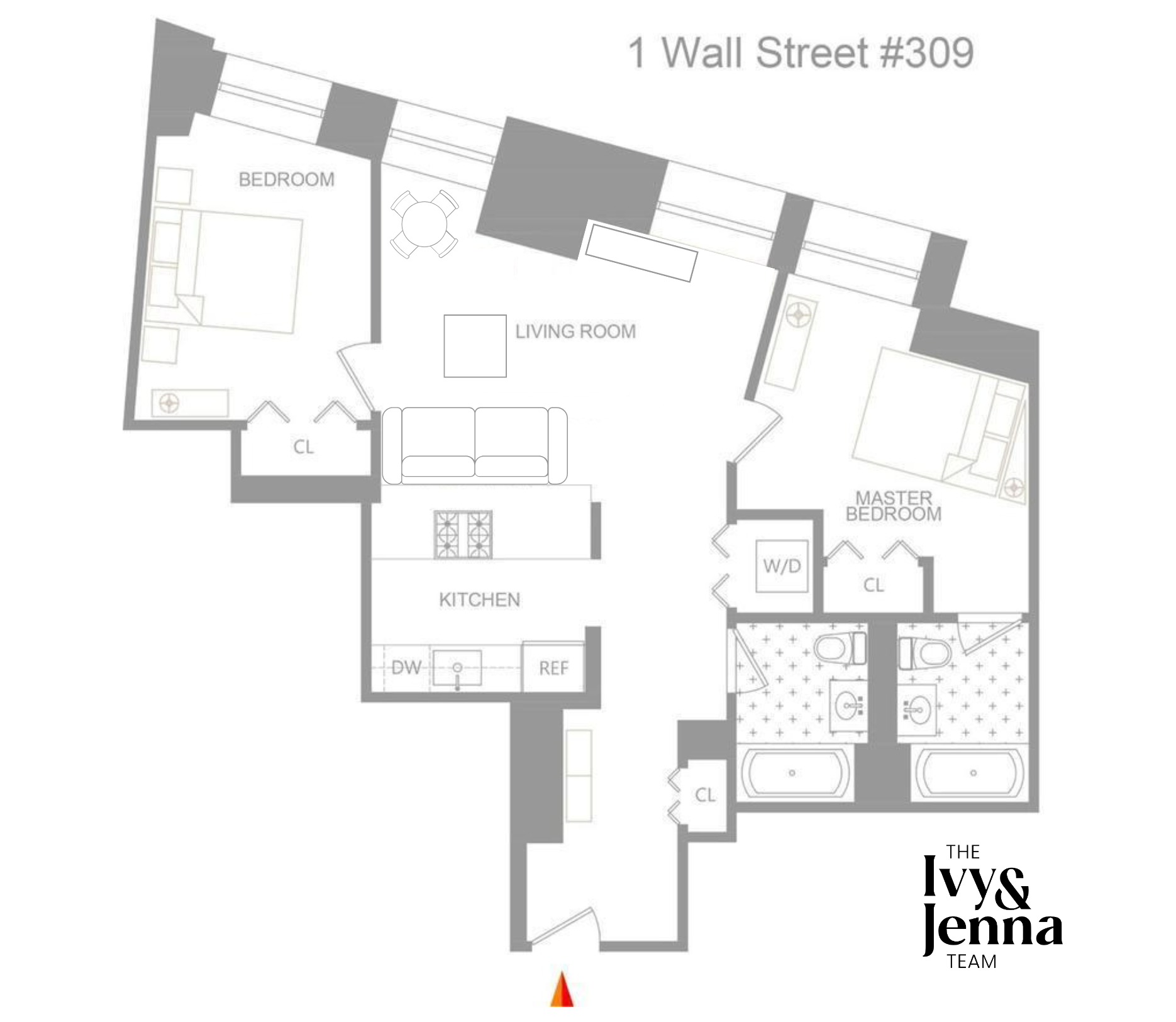 Floorplan for 1 Wall Street Court, 309
