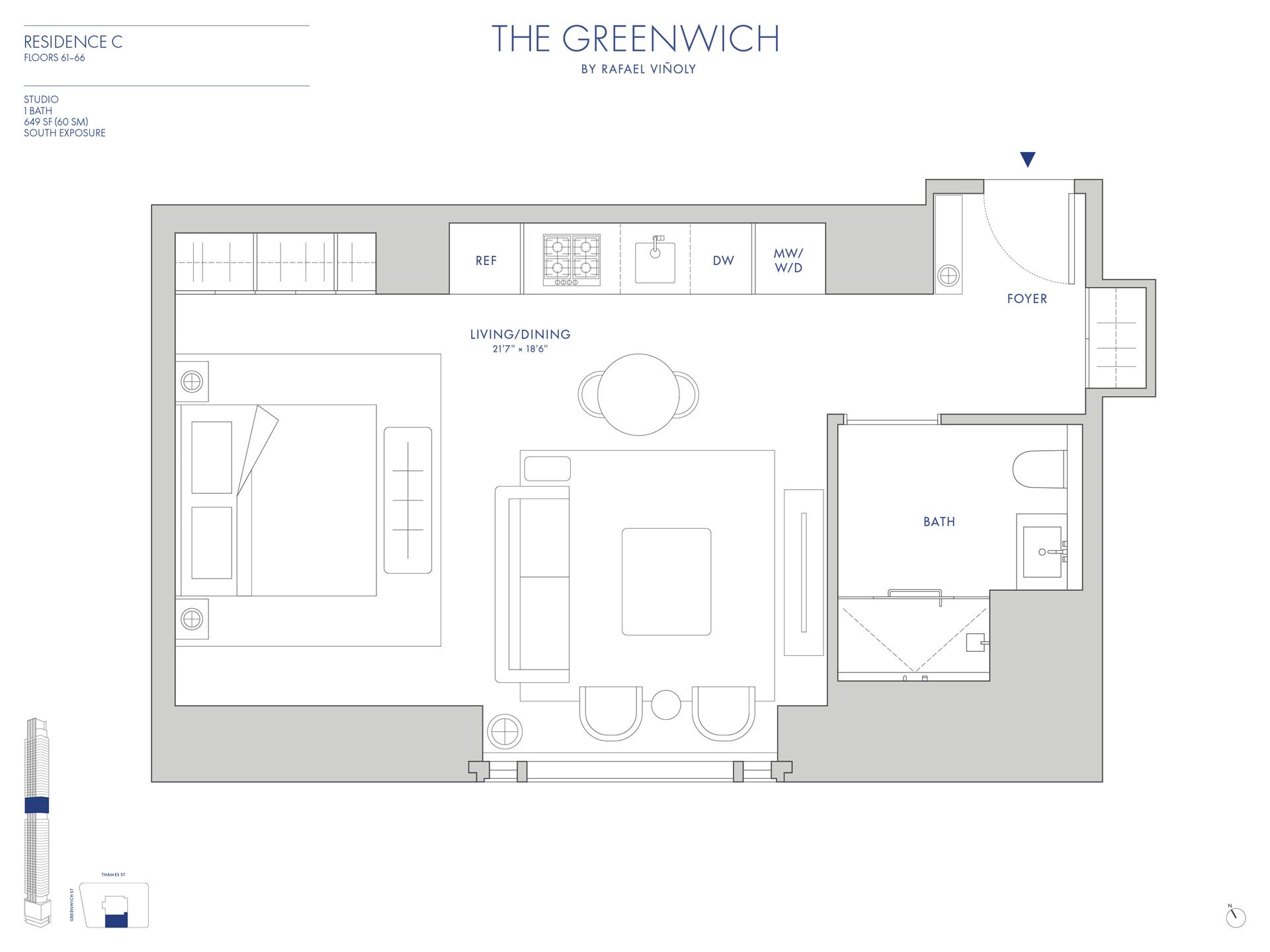 Floorplan for 125 Greenwich Street, 61C