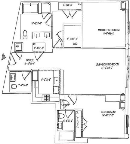 Floorplan for 50 Riverside Boulevard, 12M