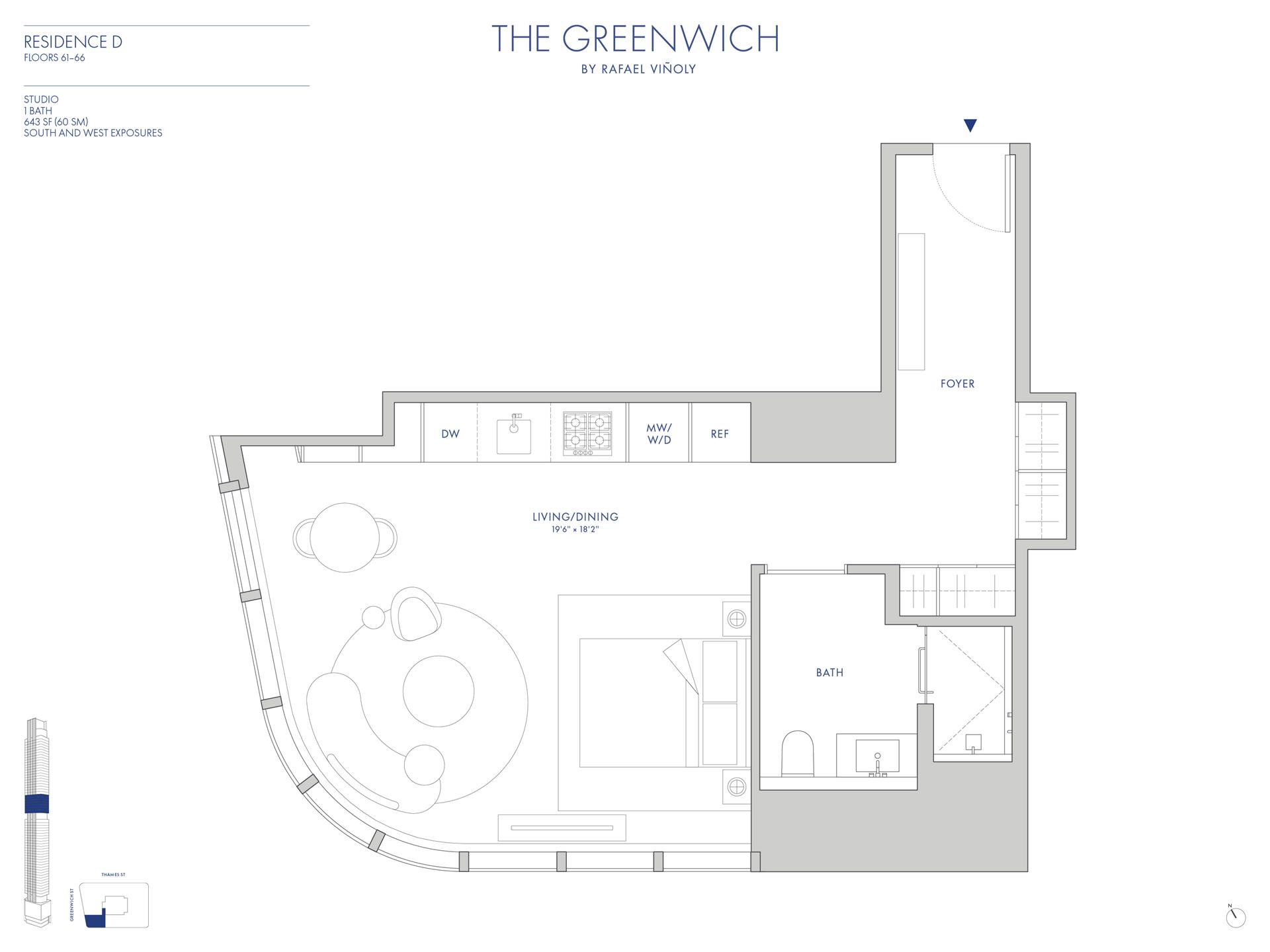 Floorplan for 125 Greenwich Street, 61D