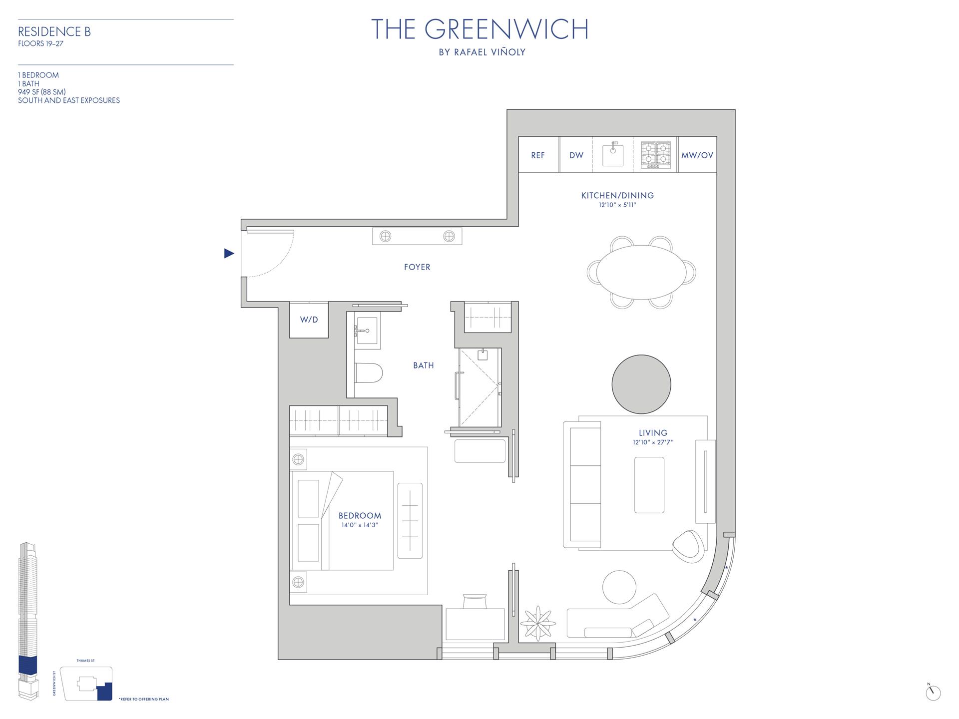 Floorplan for 125 Greenwich Street, 22B