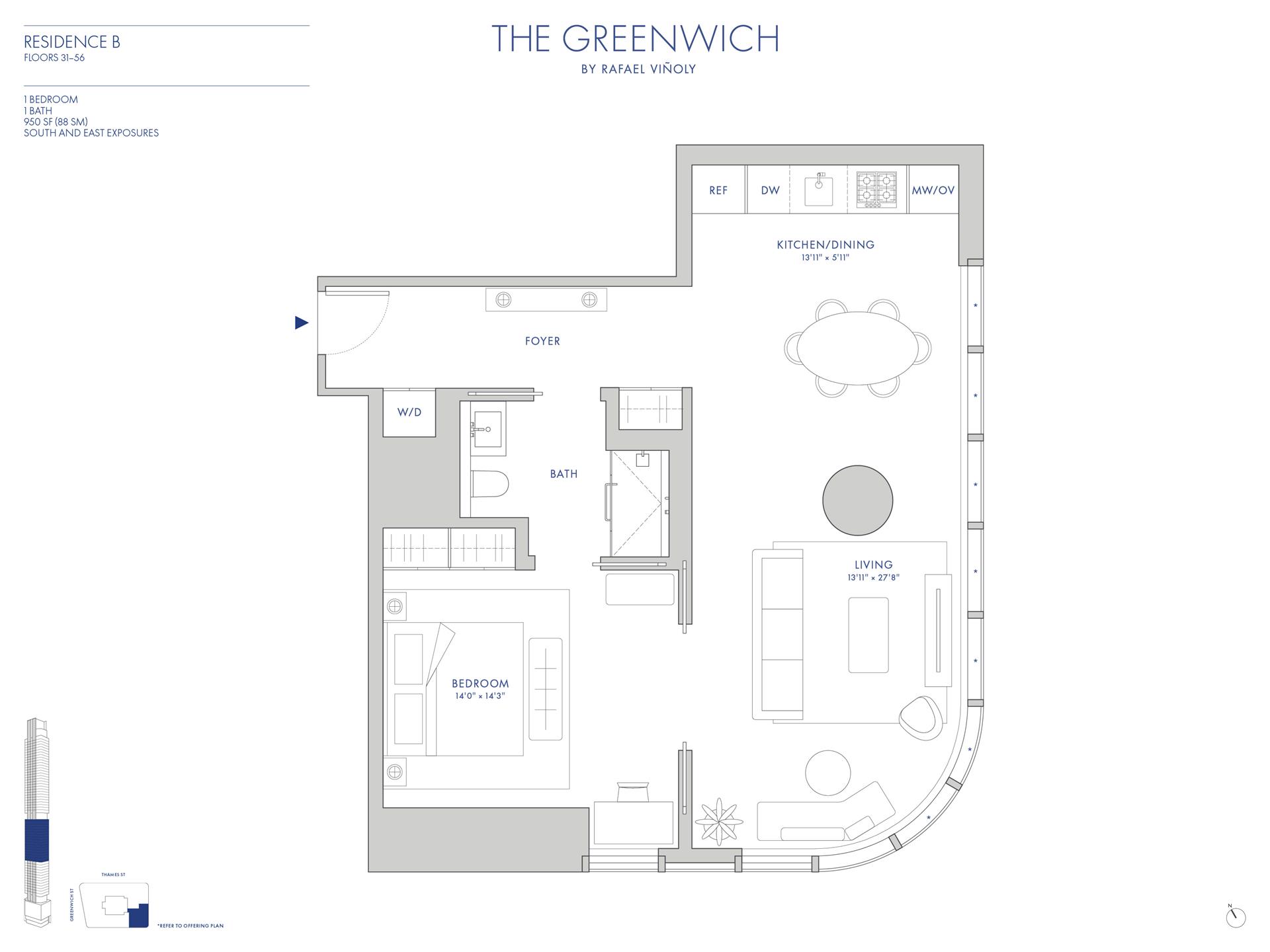 Floorplan for 125 Greenwich Street, 50B