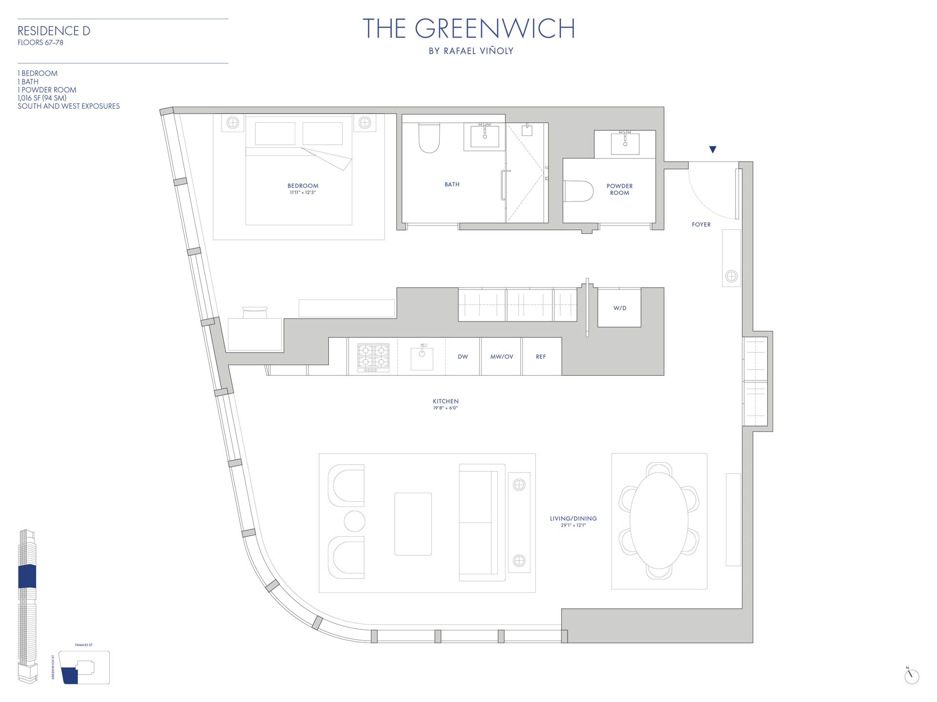 Floorplan for 125 Greenwich Street, 68D