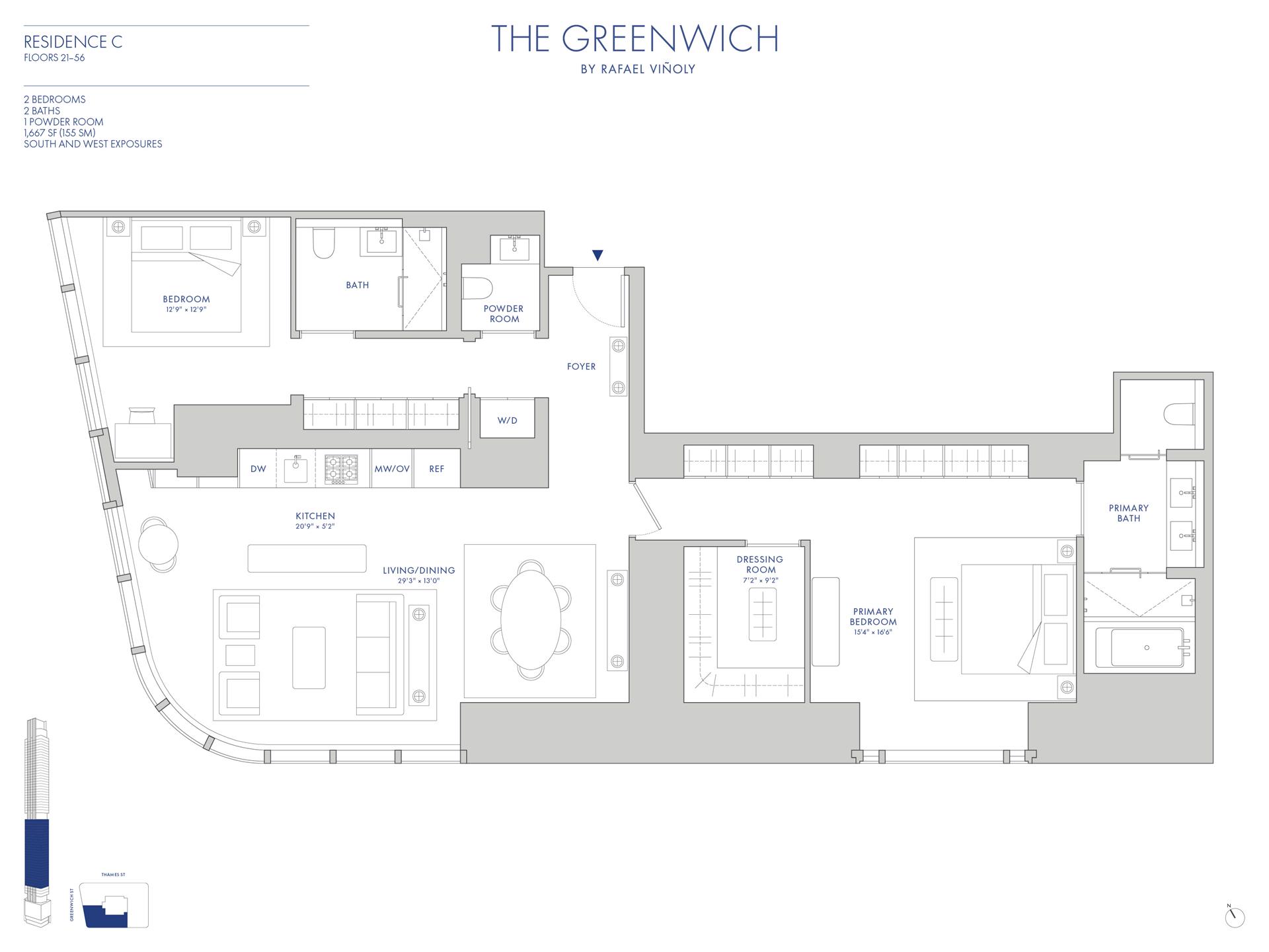 Floorplan for 125 Greenwich Street, 24C