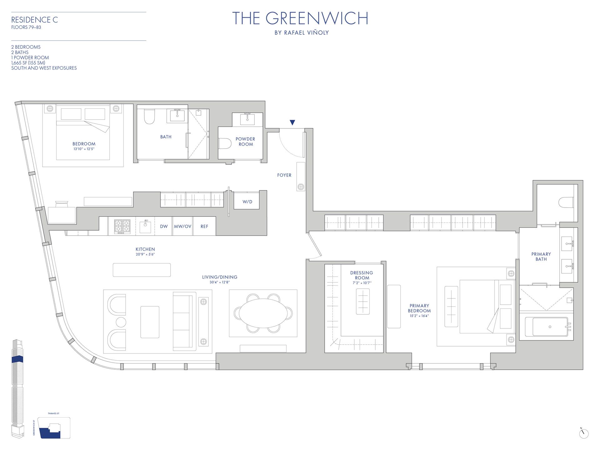 Floorplan for 125 Greenwich Street, 81C