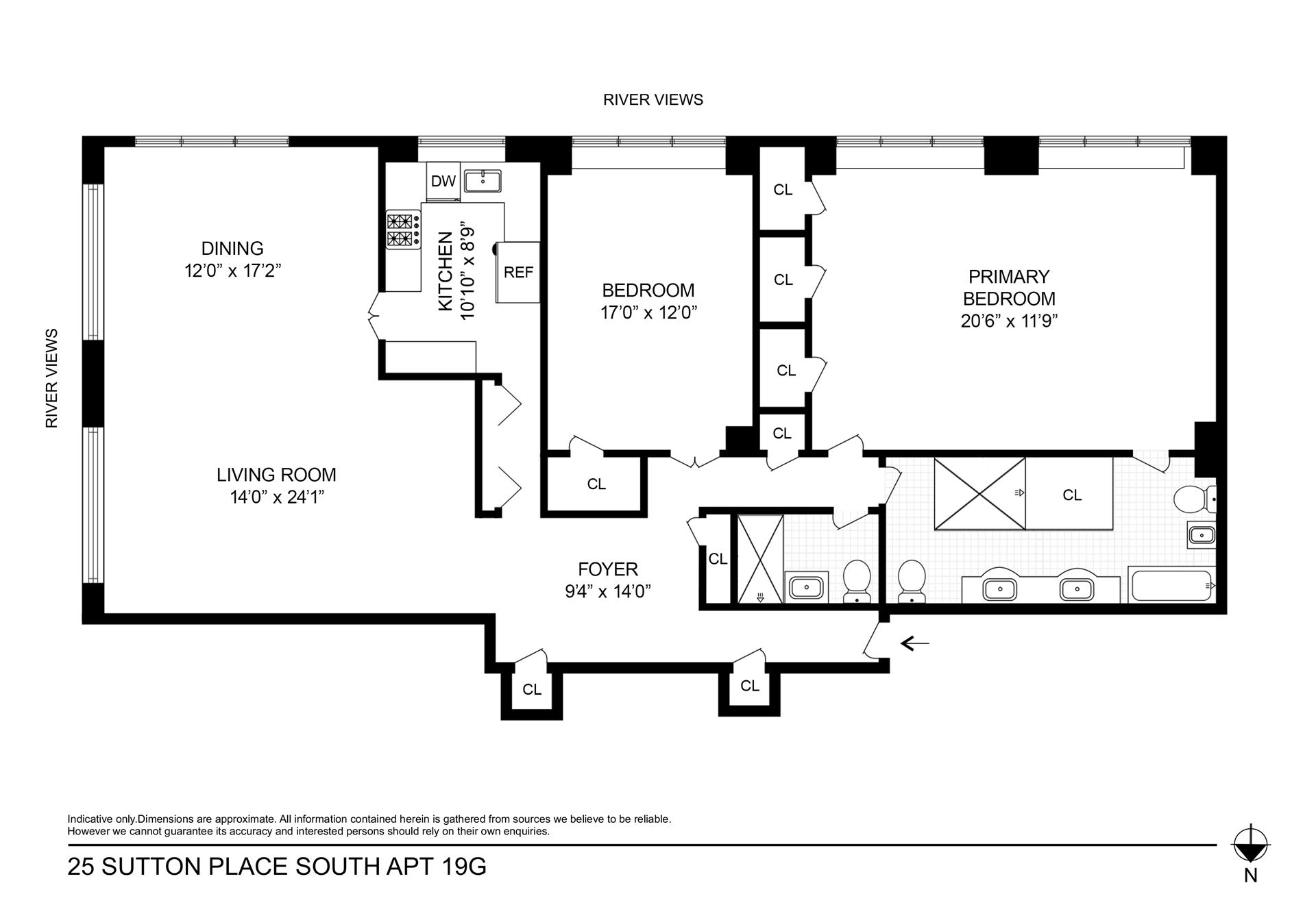 Floorplan for 25 Sutton Place, 19G