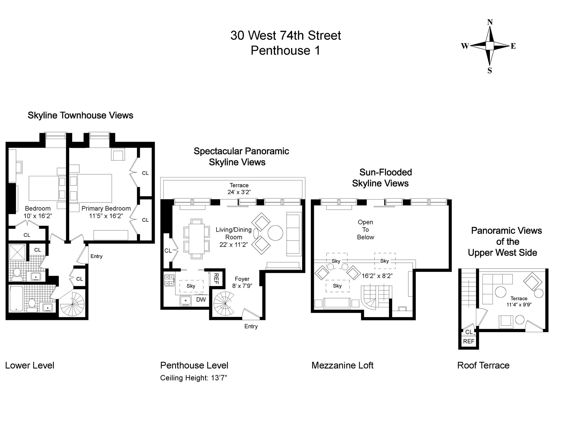 Floorplan for 30 West 74th Street, PH1