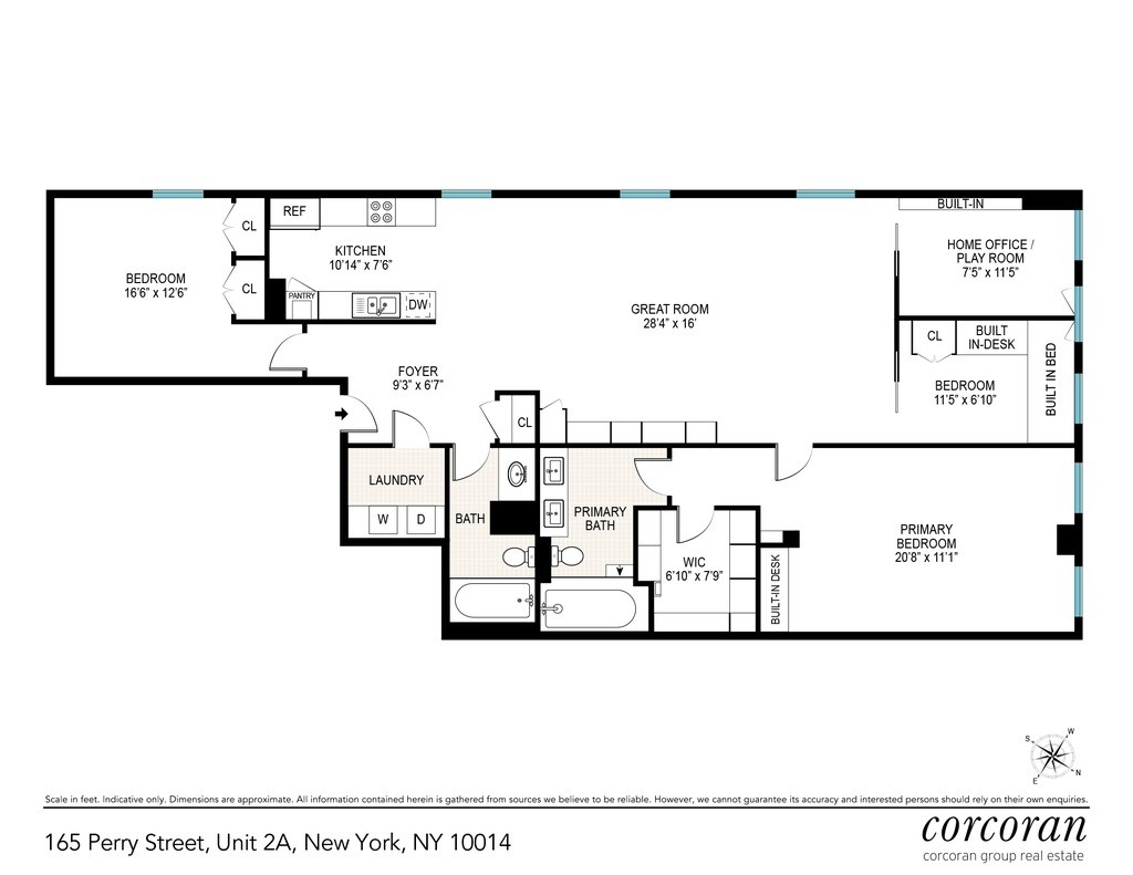Floorplan for 165 Perry Street, 2A