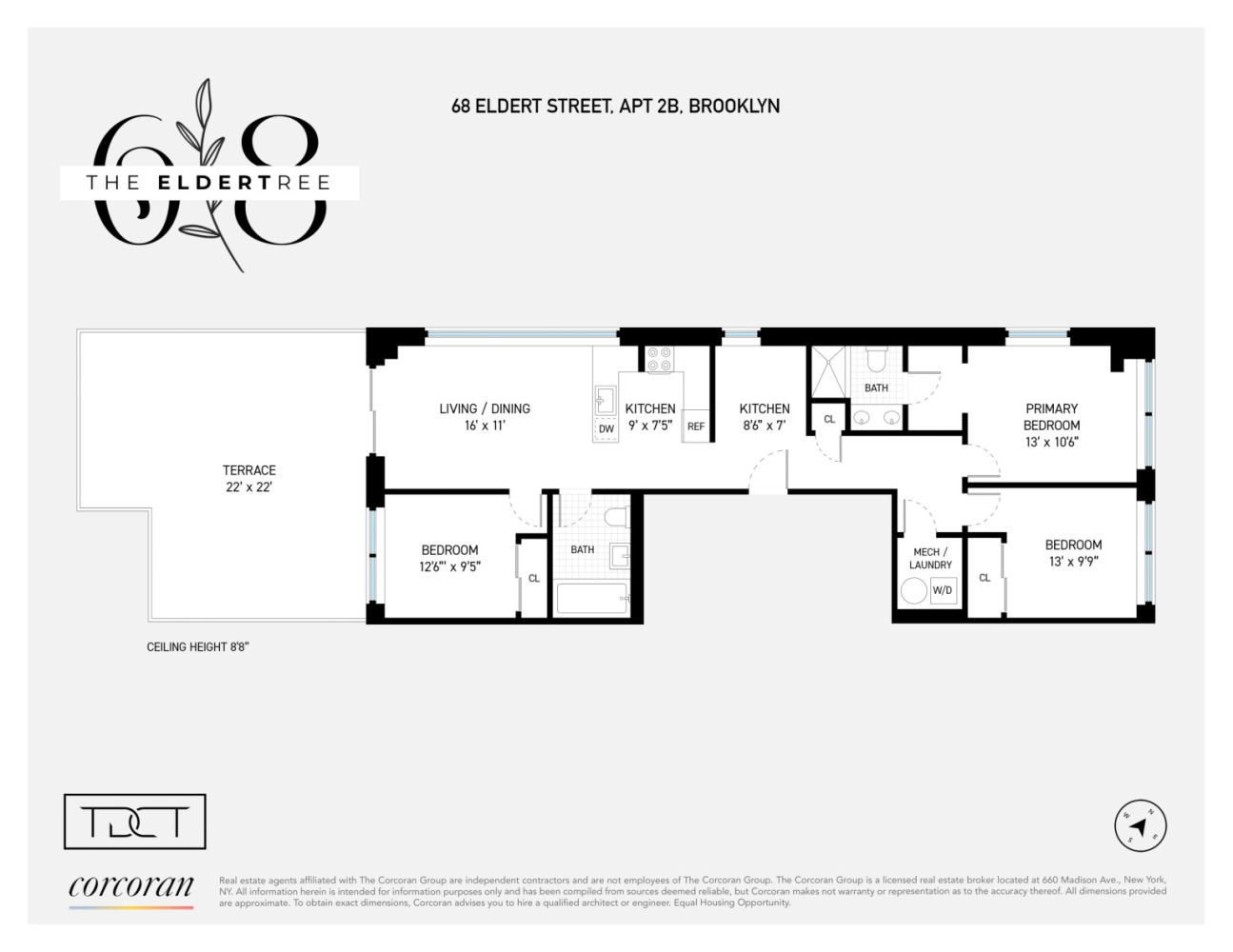 Floorplan for 68 Eldert Street, 2B