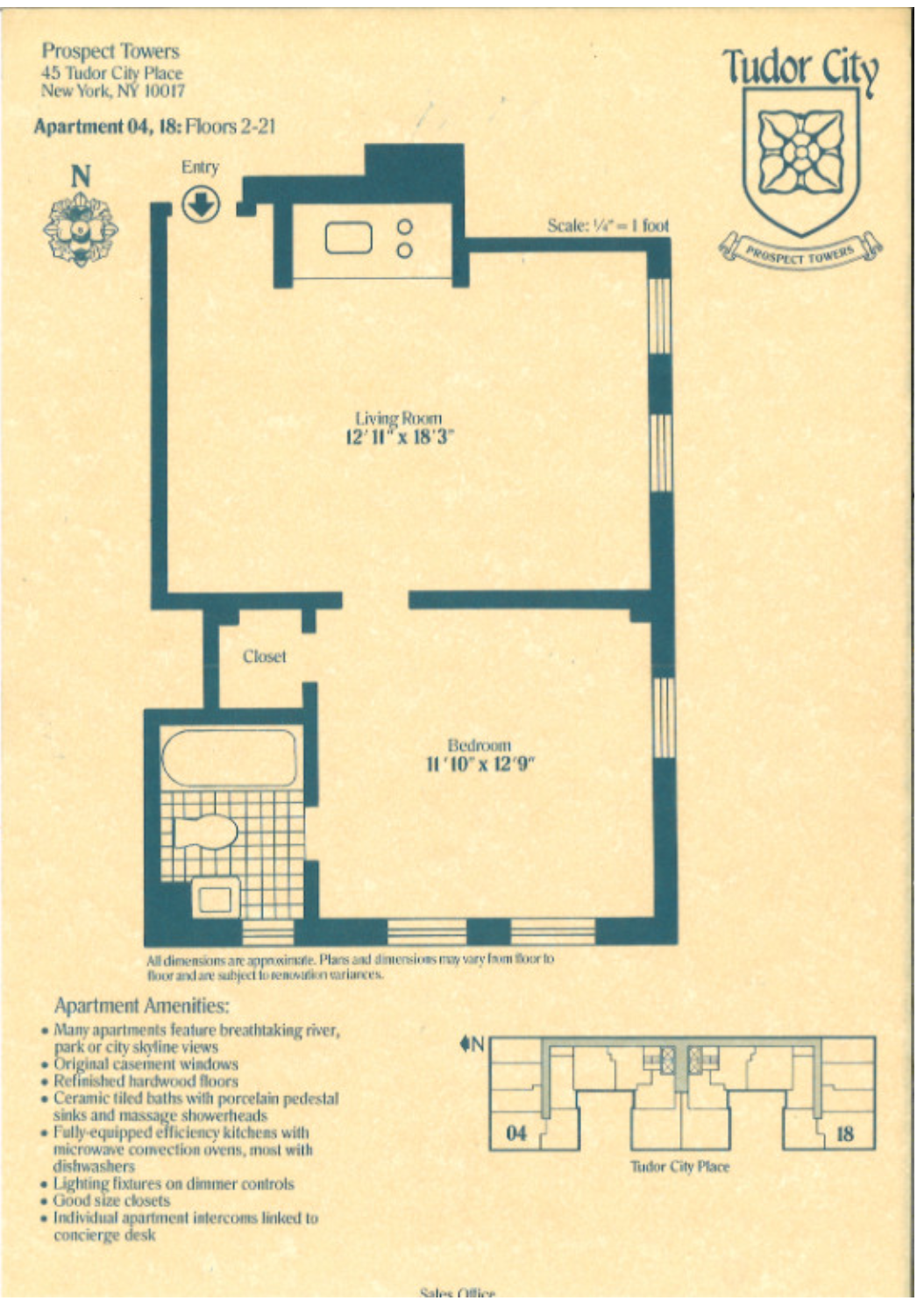 Floorplan for 45 Tudor City Place, 1318