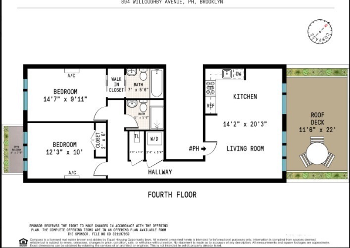Floorplan for 894 Willoughby Avenue, PH