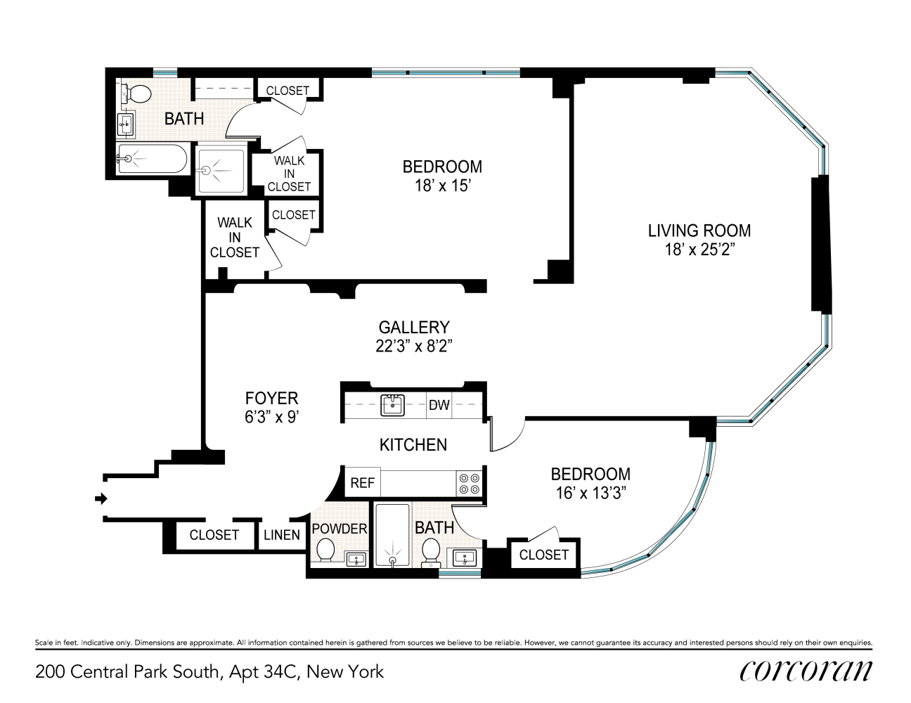 Floorplan for 200 Central Park, 34C