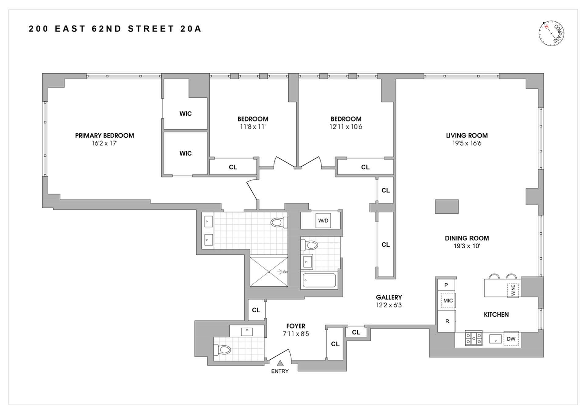 Floorplan for 200 East 62nd Street, 20A