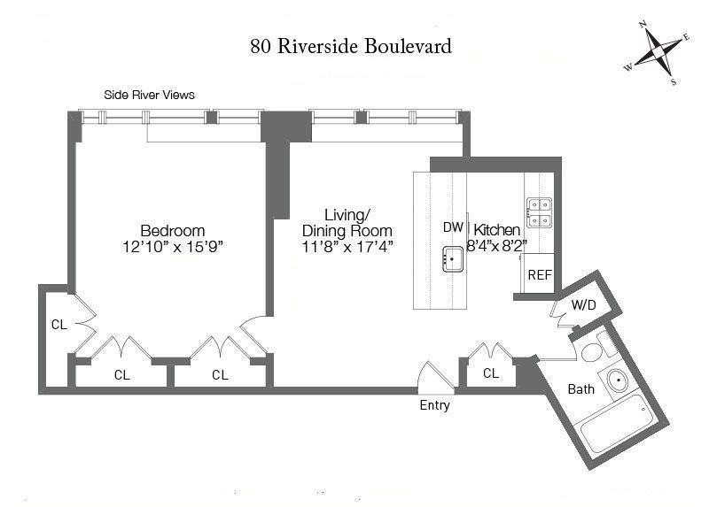 Floorplan for 80 Riverside Boulevard, 6-D