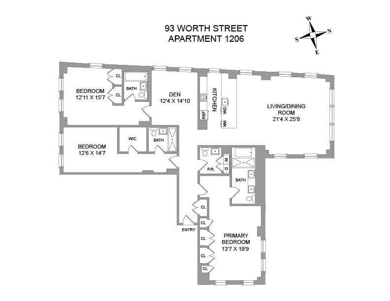 Floorplan for 93 Worth Street, 1206