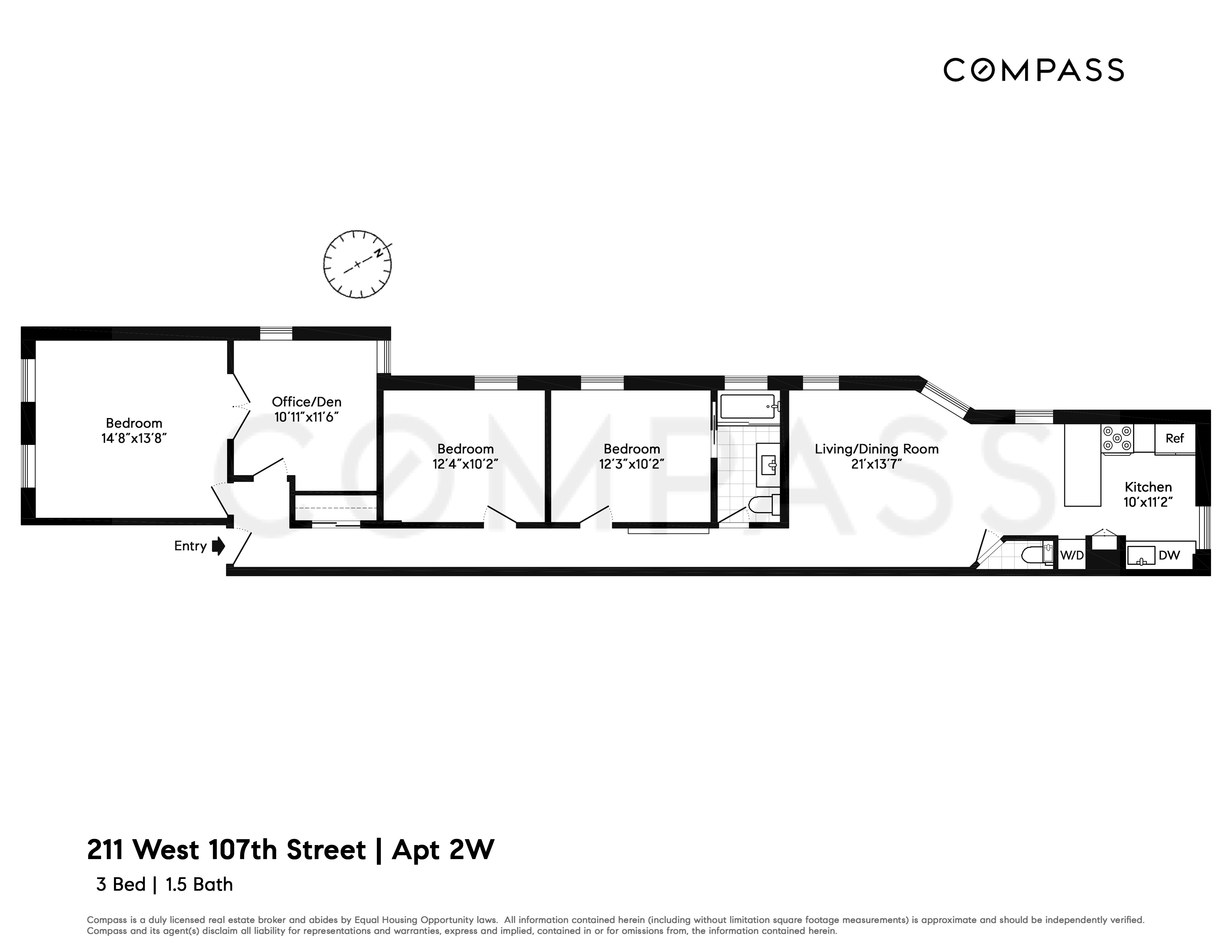 Floorplan for 211 West 107th Street, 2W