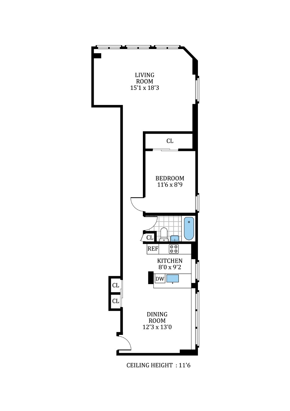 Floorplan for 310 East 46th Street, 20H