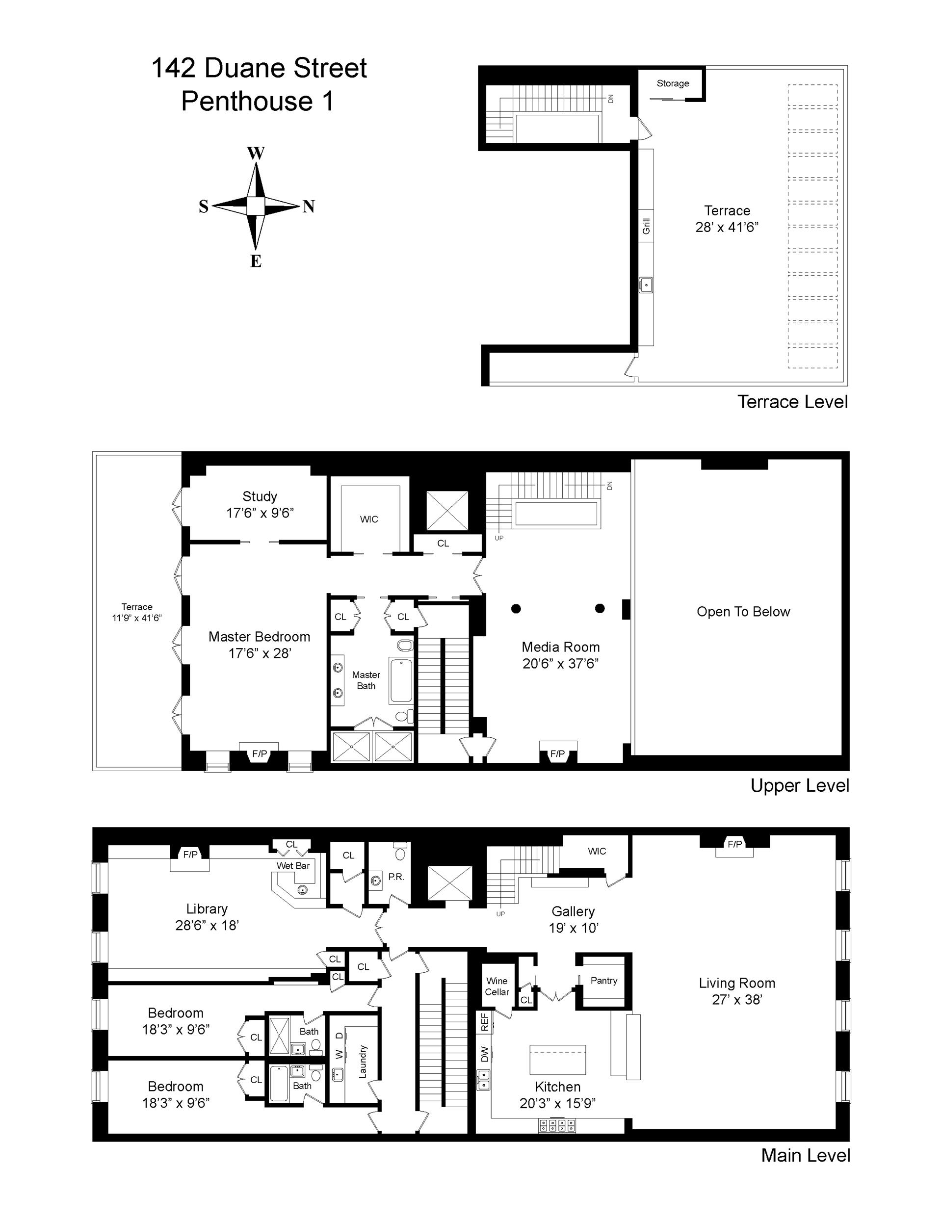 Floorplan for 142 Duane Street, PH1
