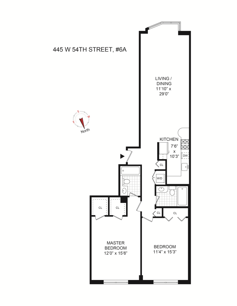 Floorplan for 445 West 54th Street, 6A