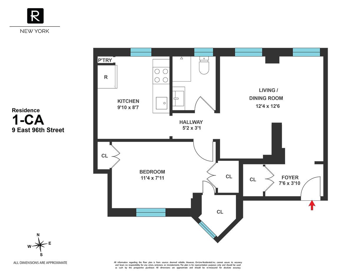 Floorplan for 9 East 96th Street, 1C-A