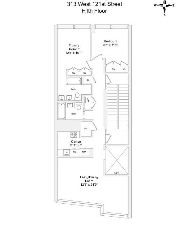 Floorplan for 313 West 121st Street, 5