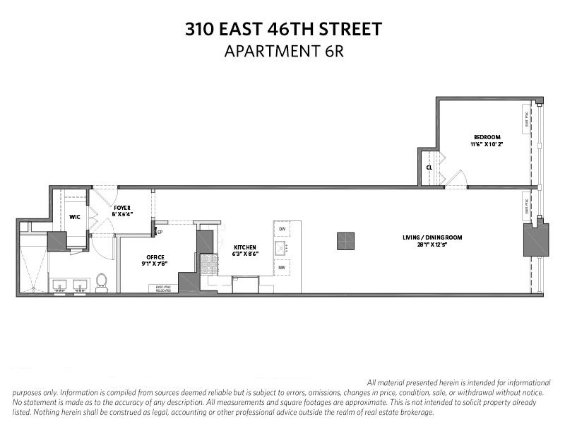 Floorplan for 310 East 46th Street, 6R