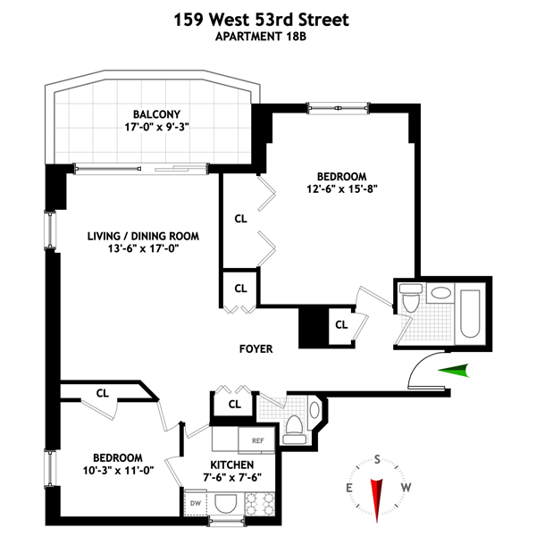 Floorplan for 159 West 53rd Street, 18B