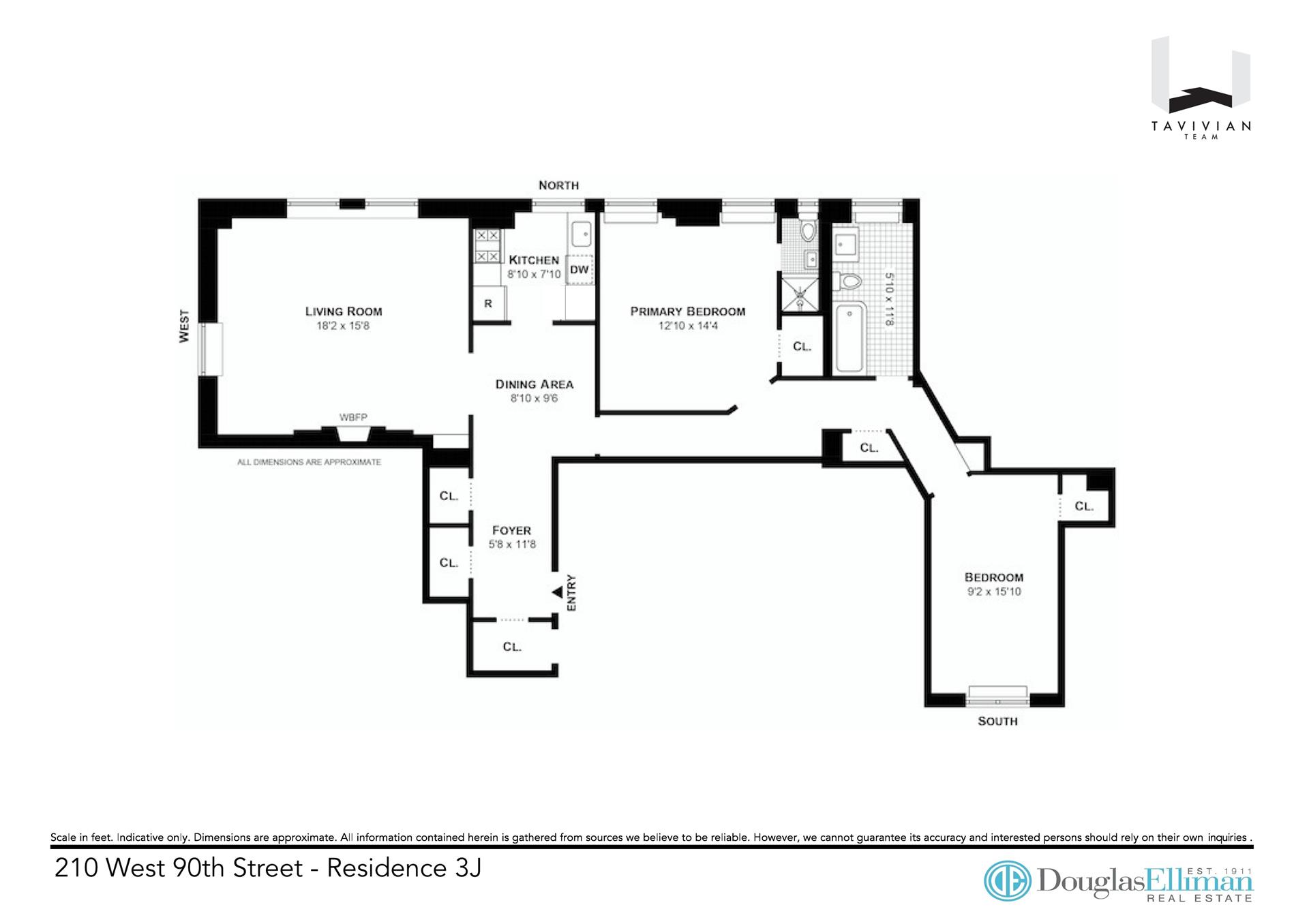 Floorplan for 210 West 90th Street, 3J