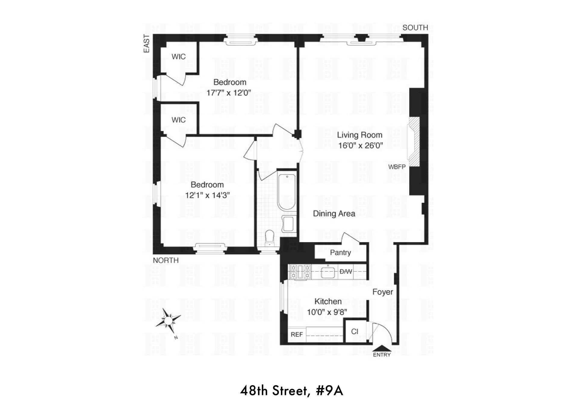 Floorplan for 212 East 48th Street, 9A