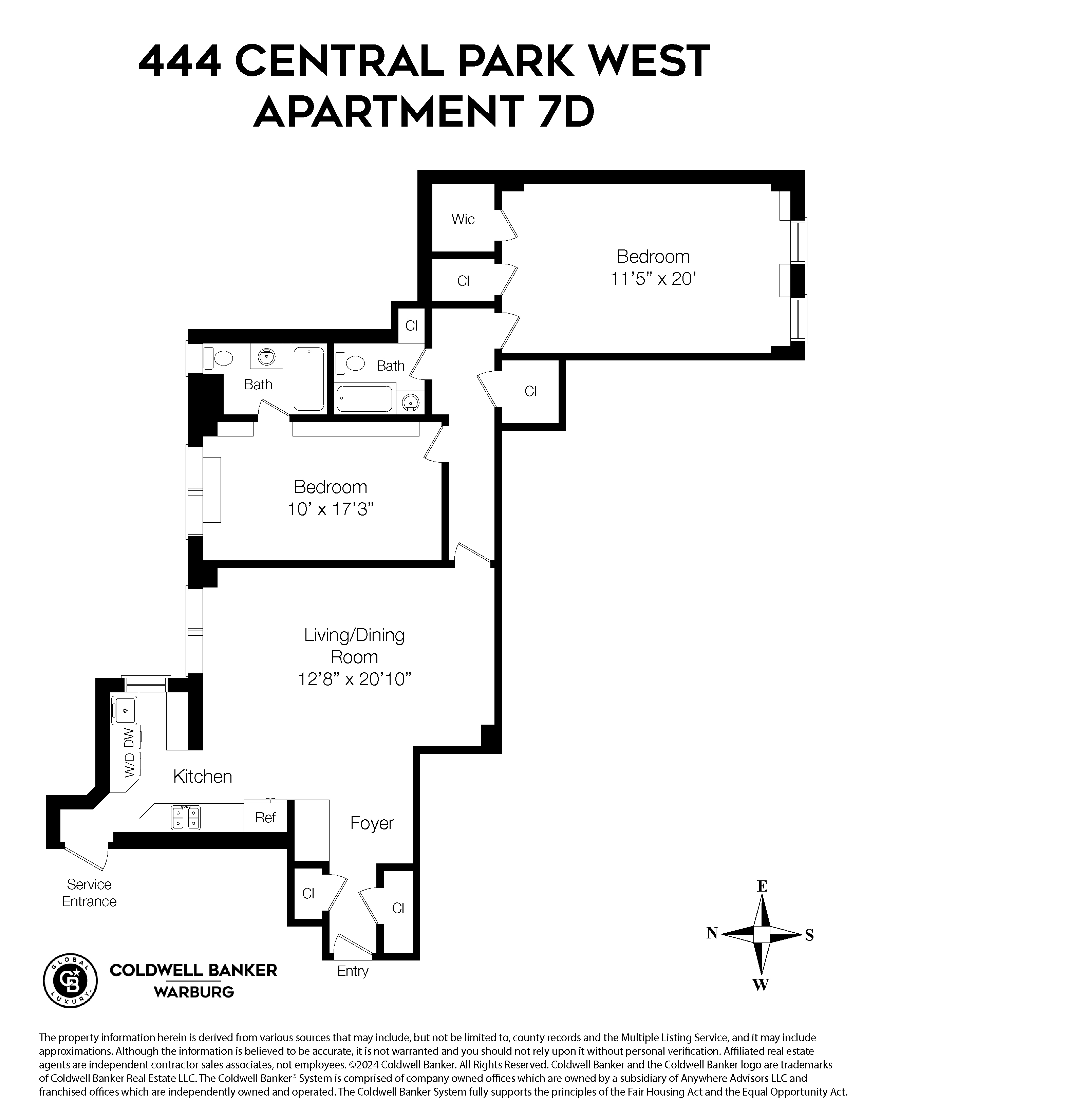 Floorplan for 444 Central Park, 7D