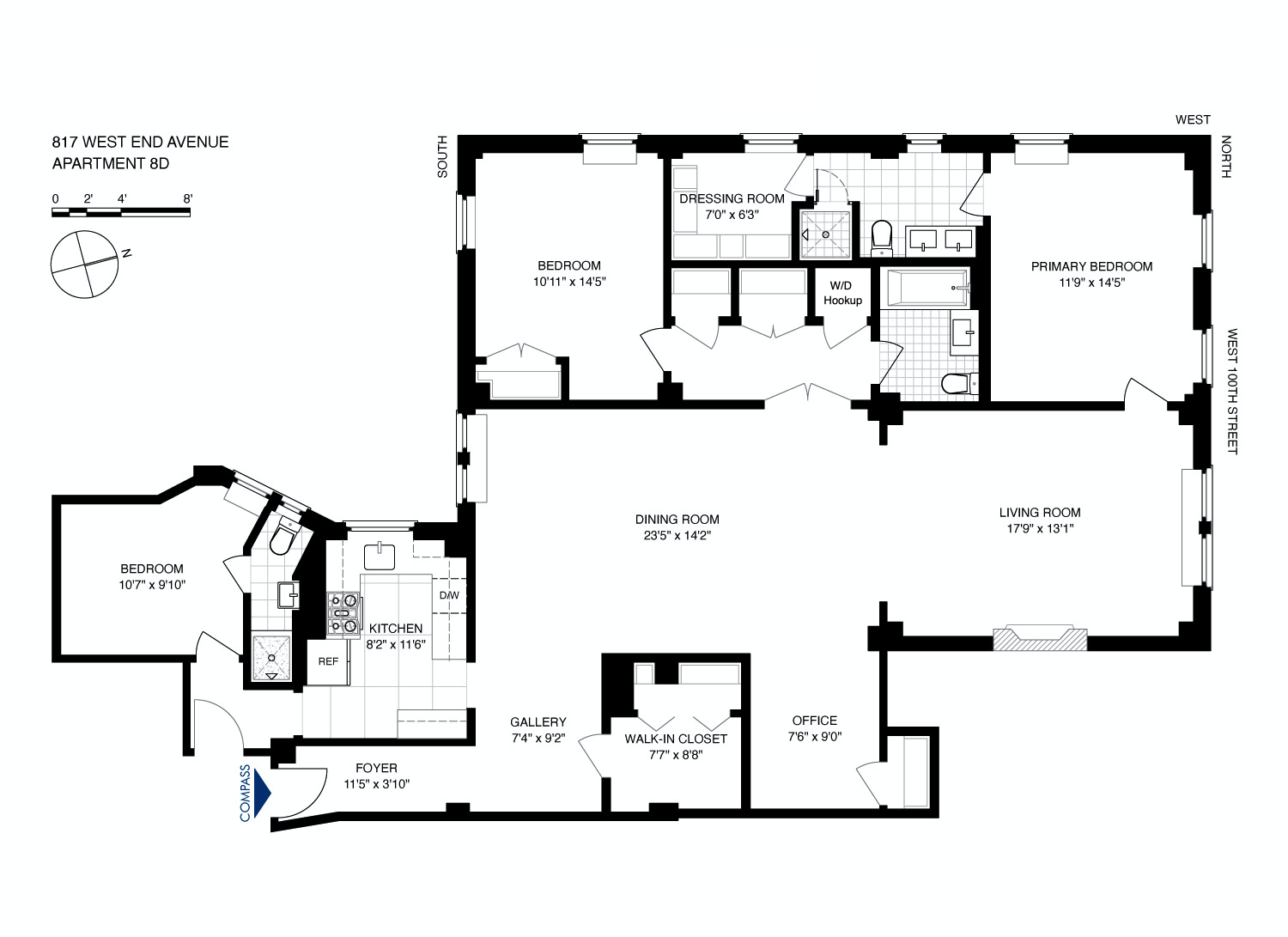 Floorplan for 817 West End Avenue, 8D