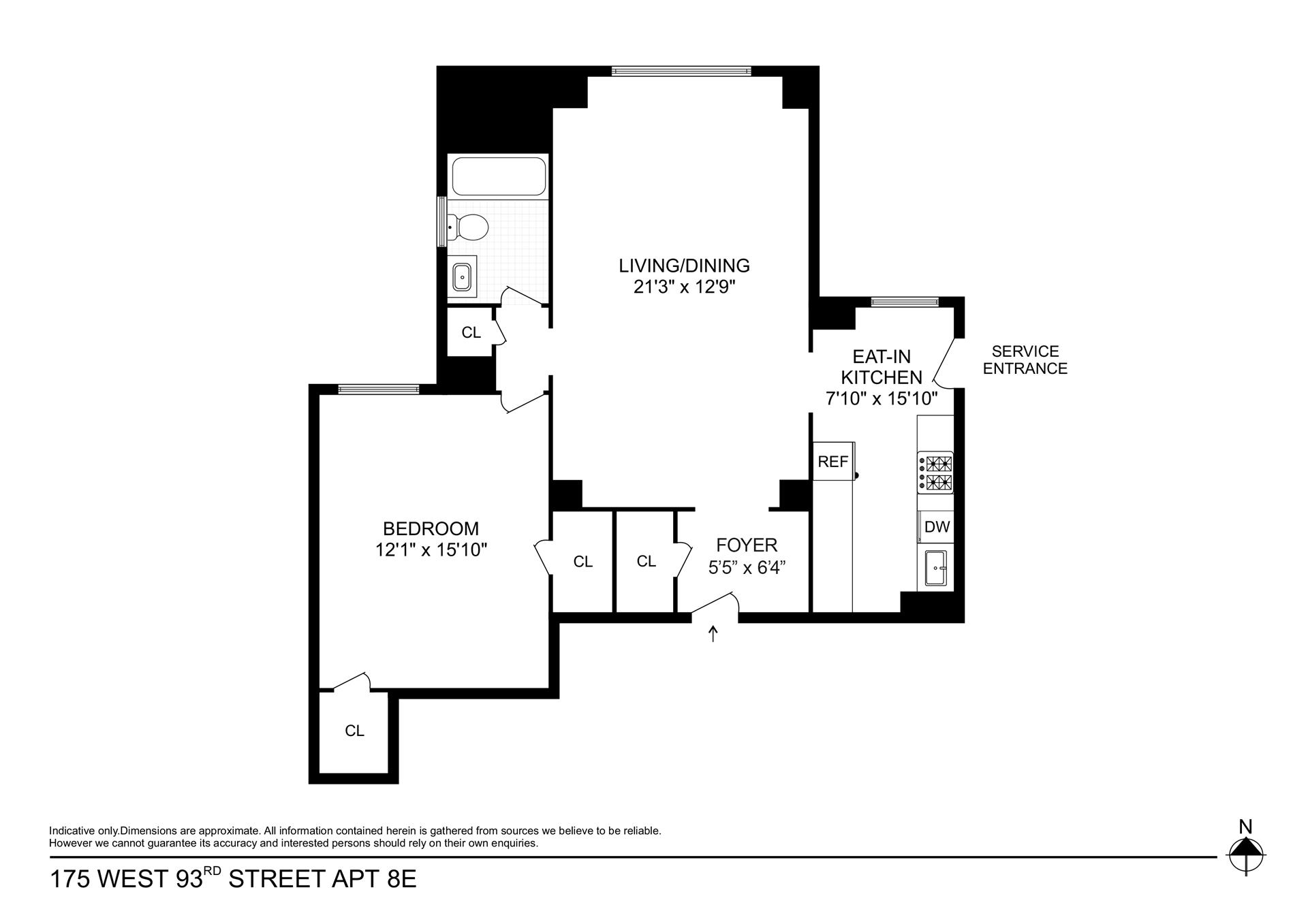 Floorplan for 175 West 93rd Street, 8E