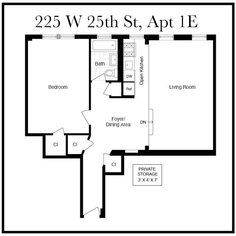 Floorplan for 225 West 25th Street, 1E