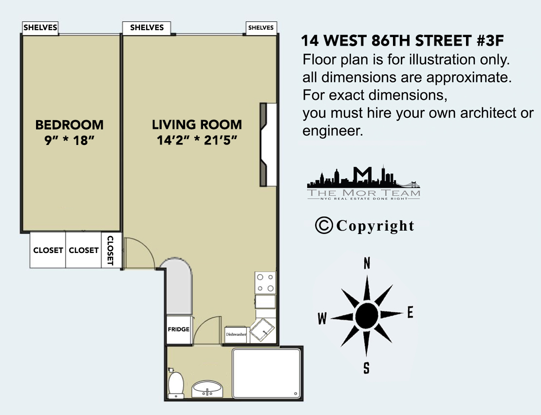 Floorplan for 14 West 86th Street, 3F