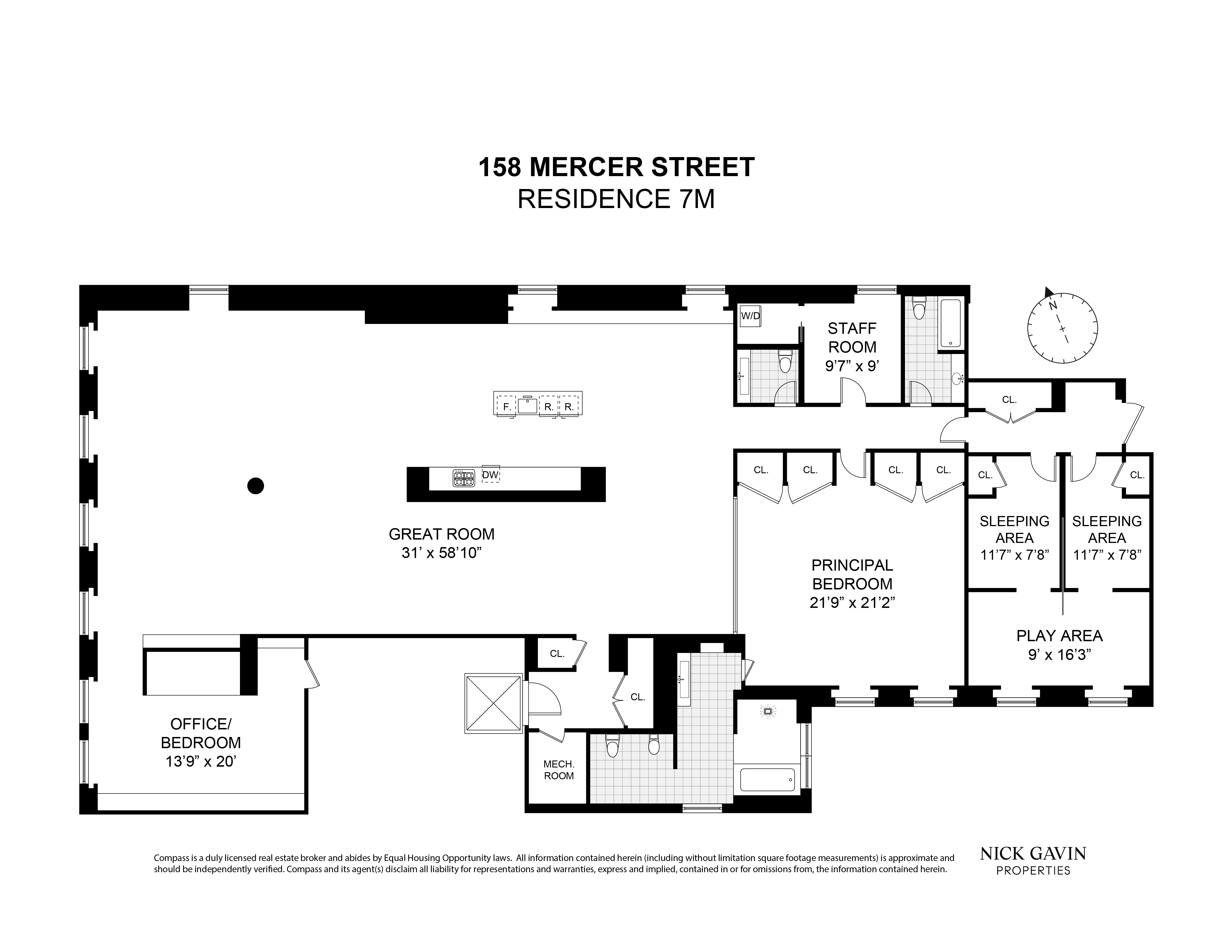 Floorplan for 158 Mercer Street, 7M